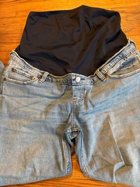 Abercrombie Maternity Ankle Straight Denim Jeans with Black Elastic Panel